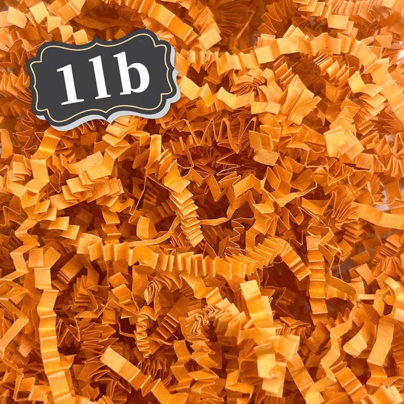ZEBMOON 1 LB Orange Crinkle Cut Paper Shred Filler Great for Gift Wrapping, Basket Filling, Birthday, Wedding, Halloween, Thanksgiving, Christmas Day, New Year Party Decorations Filling Supplies A - Image 1